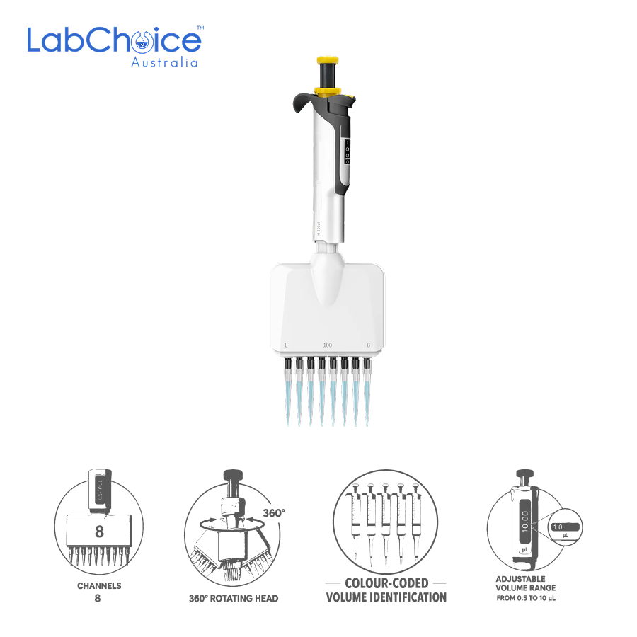 Hipipette Adjustable 8-Channel Manual Pipette, Fully Autoclavable and Colour-Coded-Coded-Coded Single-Channel Mechanical Pipette-LabChoice Australia Hipipette Adjustable 8 Channel Manual Pipette Fully Autoclavable and Colour Coded Coded Coded Single Channel Mechanical Pipette LabChoice Australia