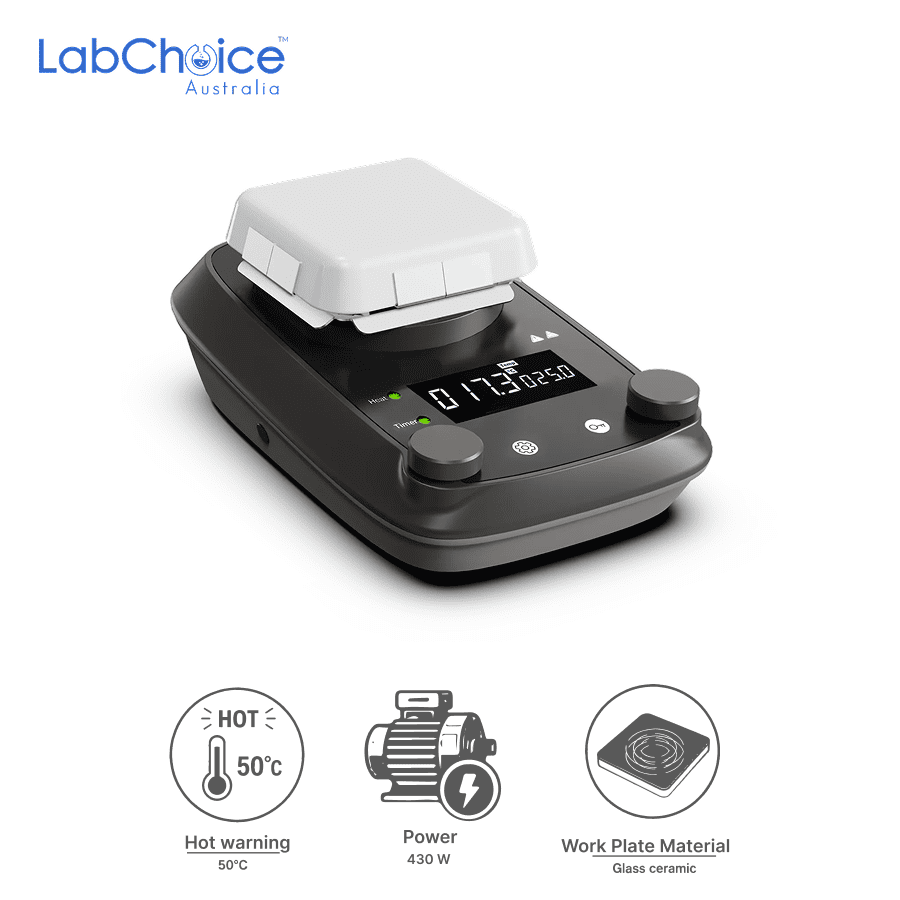 LCD Digital Hotplate with 4 Inch Glass Ceramic Plate and Heating Temperature up to 550°C -LabChoice Australia (1) LCD Digital Hotplate with 4 Inch Glass Ceramic Plate and Heating Temperature up to 550°C LabChoice Australia 1