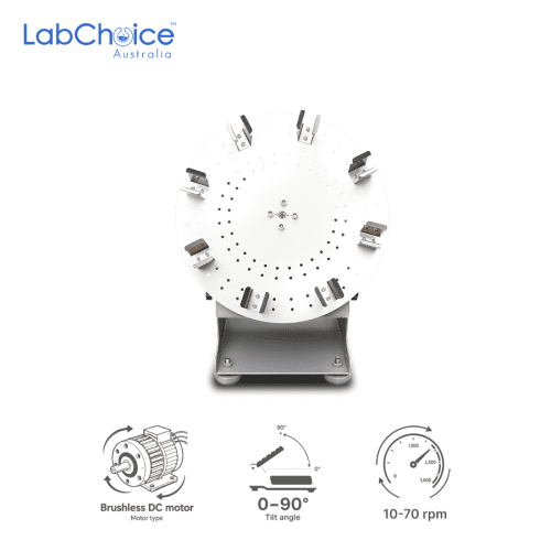 LCD Digital Tube Rotator with 8-Place 50 mL Tube Holder Disk
