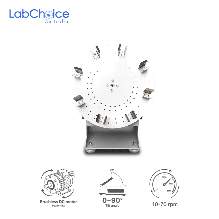 LCD Digital Tube Rotator with 8 Place 50 mL Tube Holder Disk LabChoice Australia 1