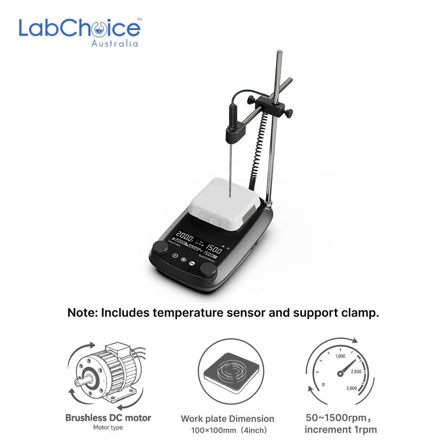 LCD Magnetic Hotplate Stirrer Package with 4 Inch Glass Ceramic Plate, 10 L Capacity-LabChoice Australia LCD Magnetic Hotplate Stirrer Package with 4 Inch Glass Ceramic Plate 10 L Capacity LabChoice Australia
