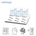 LCD Magnetic Strirrer with Aluminum with ceramic coating Work Plate 6Channel LabChoice Australia
