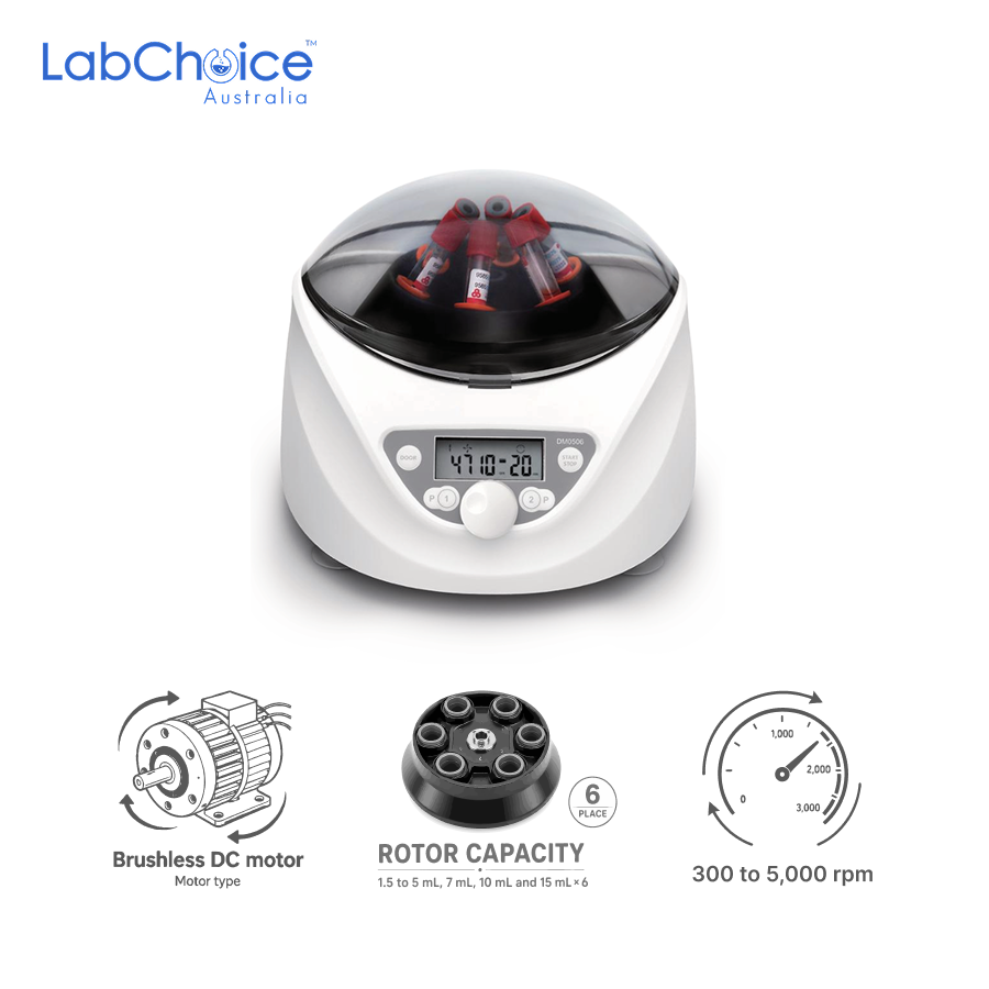 Low Speed Clinical Centrifuge Multi Tube Rotor with P1P2 Programs up to 5000 rpm LabChoice Australia