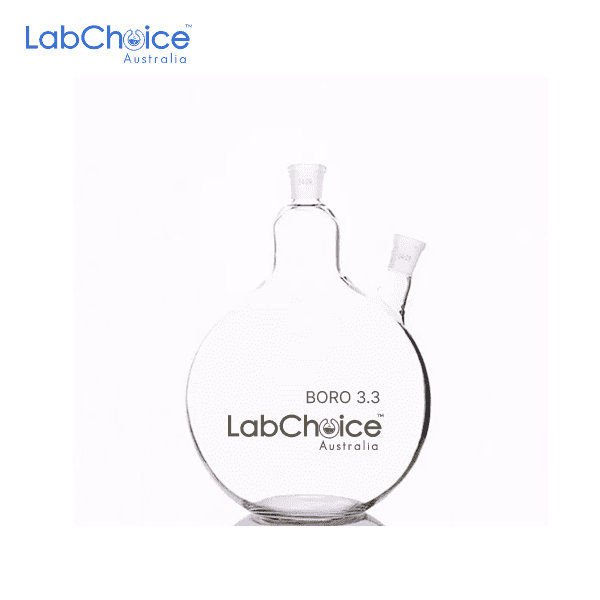 Round Bottom Flask Two Neck Jointed BORO 3.3 Glass LabChoice Australia