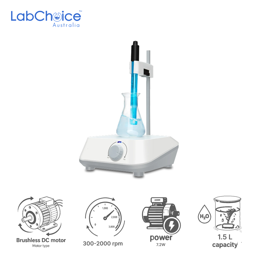 Square Plate Magnetic Stirrer Brushless DC Motor up to 1.5 L Capacity LabChoice Australia 2