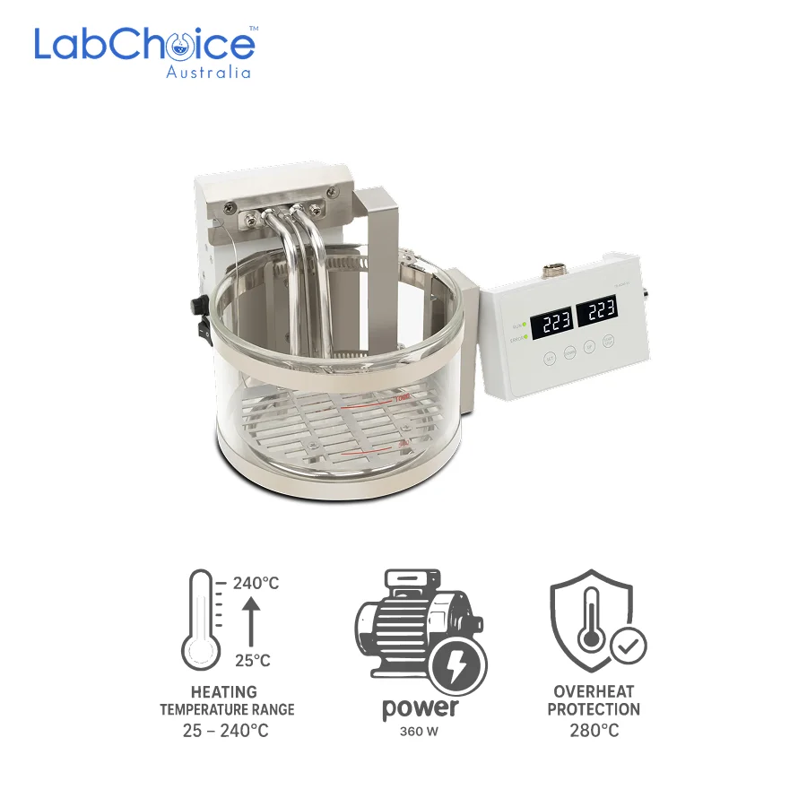 Constant Temperature Glass Bath, 25-240°C, LED Display-LabChoice Australia Constant Temperature Glass Bath 25 240°C LED Display LabChoice Australia
