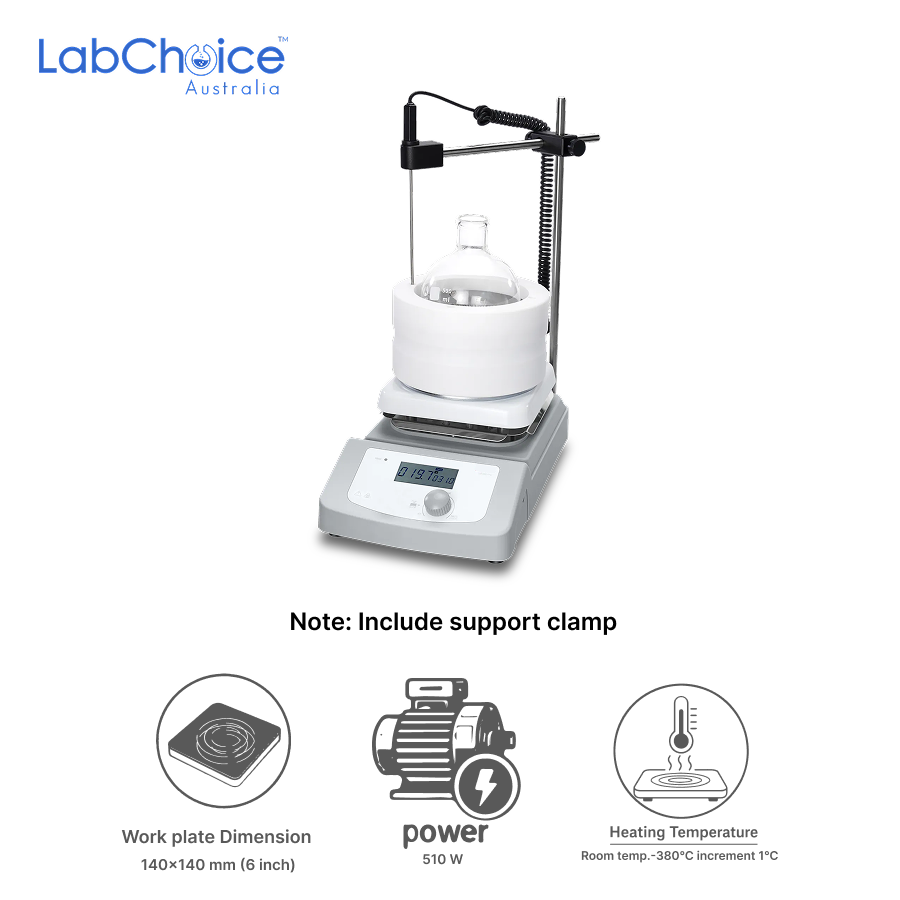 LCD Digital Hotplate With Package 6 Inch Ceramic Coated Aluminium Plate up to 380°C Heating LabChoice Australia