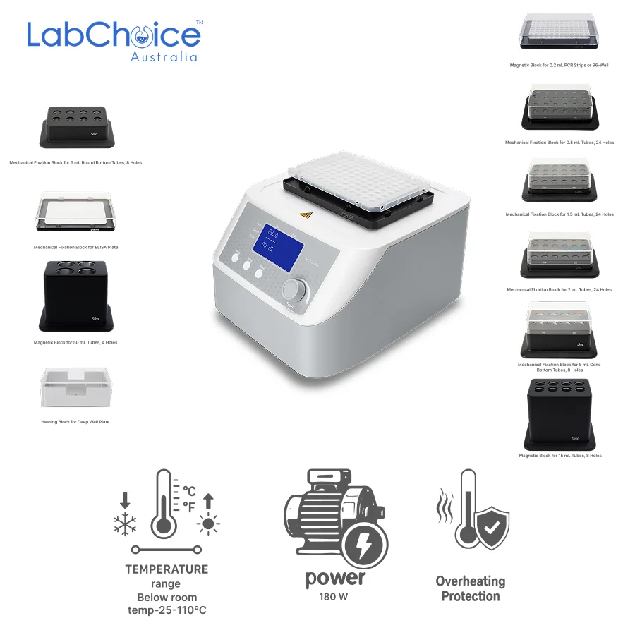 LCD Digital Thermo Mix with Heating Cooling Touch Operation and Choice of 1 Heating Block Magnetic Fixation LabChoice Australia 1