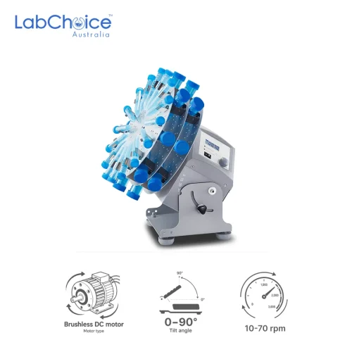 LCD Digital Tube Rotator with 8-Place 50 mL Tube Holder Disk