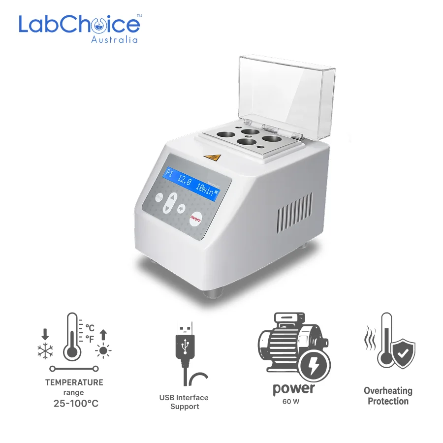 LCD Touch Control Mini Dry Bath with 1 heating block Free, up to 100°C-LabChoice Australia (1) LCD Touch Control Mini Dry Bath with 1 heating block Free up to 100°C LabChoice Australia 1