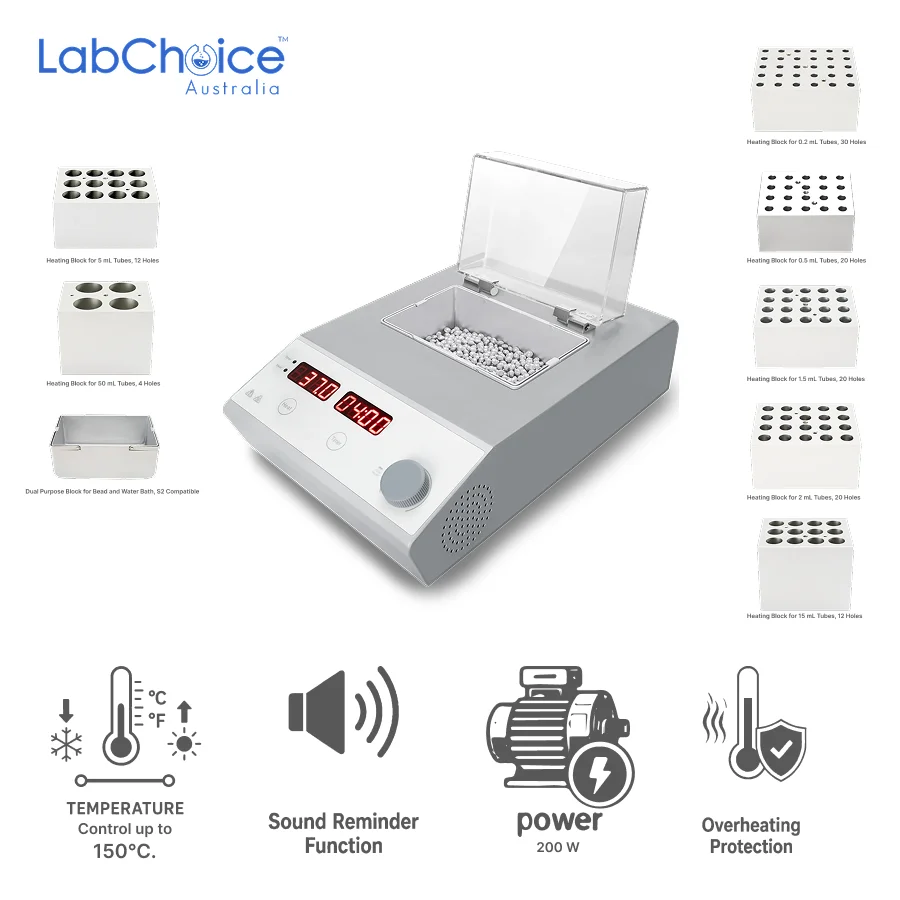 LED Digital Double Module Dry Bath with Choice of 2 Heating Blocks up to 150°C LabChoice Australia