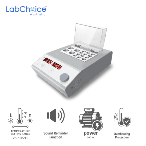 LED Digital Double Module Dry Bath with Choice of 2 Heating Blocks, up to 105°C