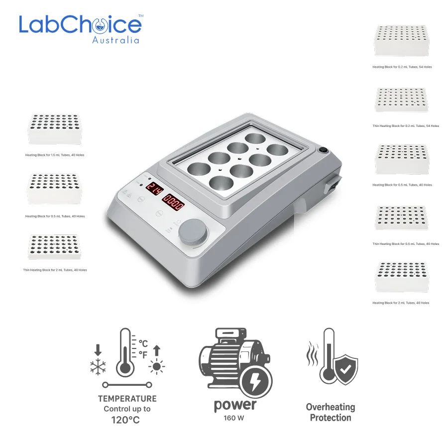 LED Digital Dry Bath with Choice of 1 Heating Block up to 120°C LabChoice Australia