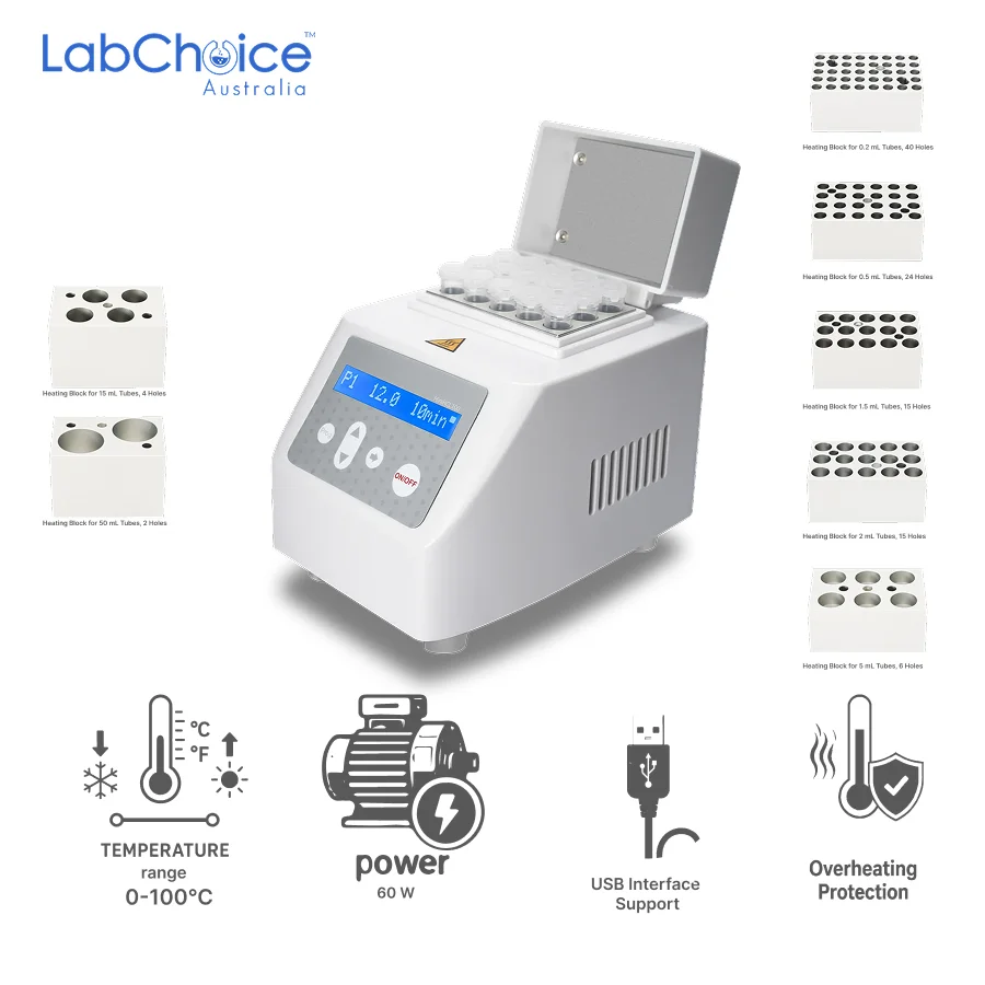 Mini Dry Bath with Heating Cooling and Hot Lid with Choice of 1 Heating Block up to 100°C LabChoice Australia