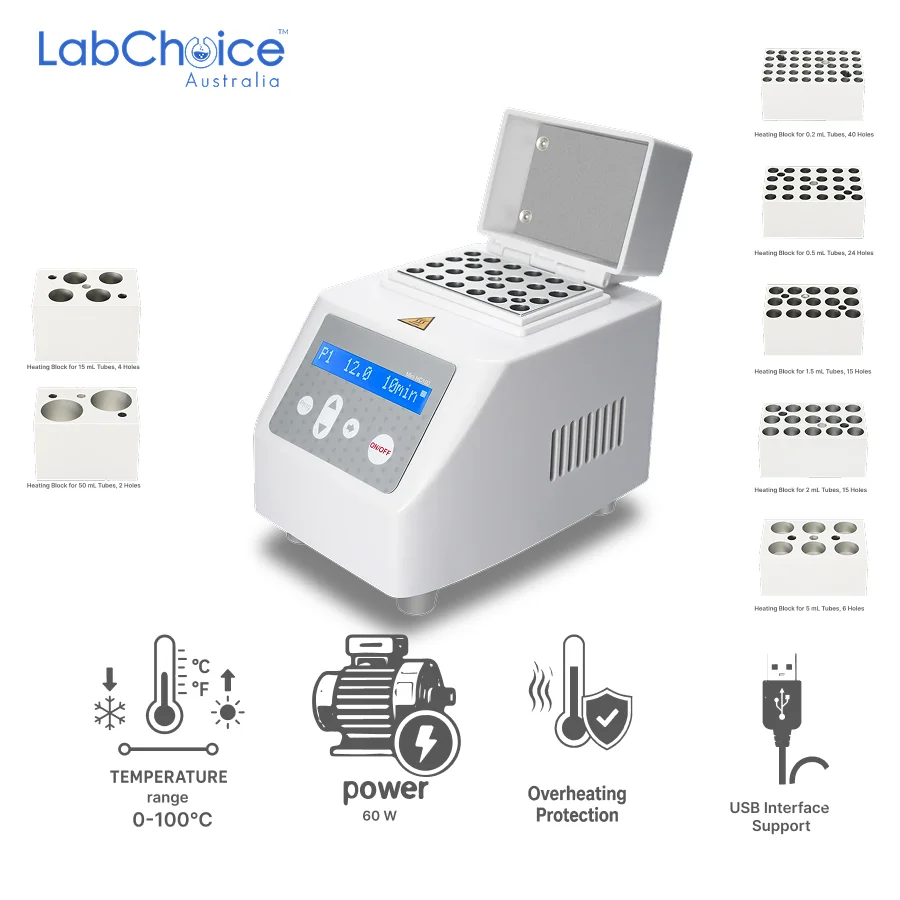 Mini Dry Bath with Heating and Cooling Lid with Choice of 1 Heating Block up to 100°C LabChoice Australia 1