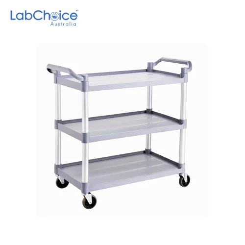3-Shelf Laboratory Trolley, Aluminium Frame, Polypropylene Shelves 3-Shelf Laboratory Trolley, Aluminium Frame, Polypropylene Shelves - Image 1