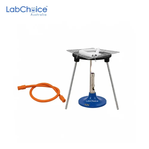 Bunsen Burner Kit with Rubber Tube, laboratory gas burner set with tripod stand, wire gauze mat and clay pipe, LabChoice Australia