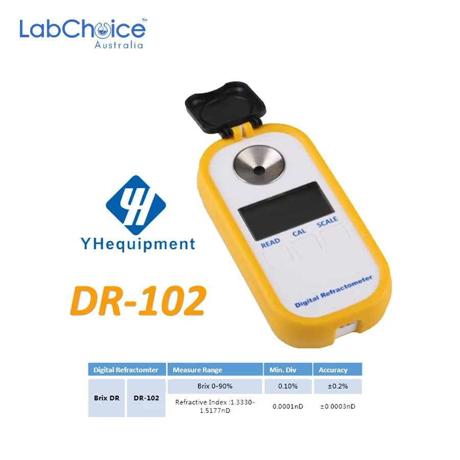 Digital Brix Refractometer, 0 to 90%, RI 1.3330 to 1.5177-LabChoice Australia Digital Brix Refractometer 0 to 90 RI 1.3330 to 1.5177 LabChoice Australia