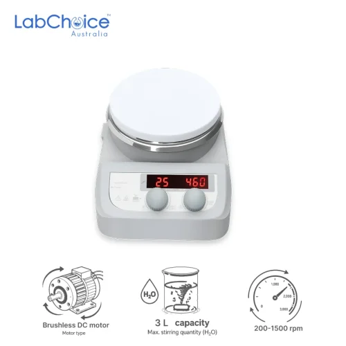 Double LED Digital Hotplate Magnetic Stirrer Stainless Steel with Ceramic coated hotplate up to 3L Capacity Double LED Digital Hotplate Magnetic Stirrer Stainless Steel with Ceramic coated hotplate up to 3L Capacity - Image 1
