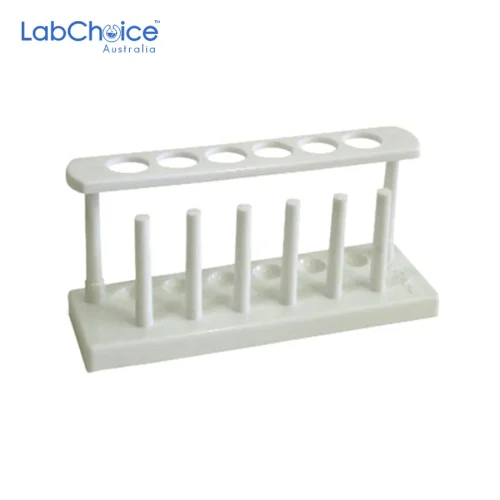 Polypropylene Test Tube Rack with Pegs, 6 Place for 25 mm Tubes Polypropylene Test Tube Rack with Pegs, 6 Place for 25 mm Tubes - Image 1