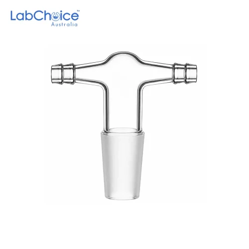 T-Shaped Vacuum Inlet Adapter with Dual Hose Connections, BORO 3.3 Glass T-Shaped Vacuum Inlet Adapter with Dual Hose Connections, BORO 3.3 Glass - Image 1