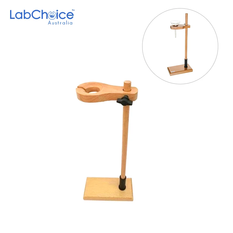 Wooden Funnel Holder on Stand Single or Double Place LabChoice Australia 2