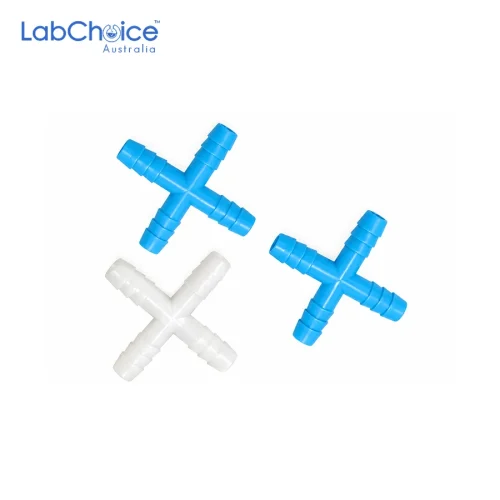 Cross Connector, Polypropylene 4-Way for Laboratory Tubing - Image 1