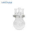 Four Neck Reaction Flask with Lid and Clamp BORO 3.3 Glass LabChoice Australia