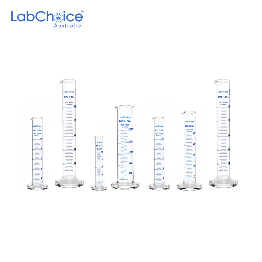 Measuring cylinder Class B with spout and break-resistant collar, borosilicate glass BORO 3.3, LabChoice Australia