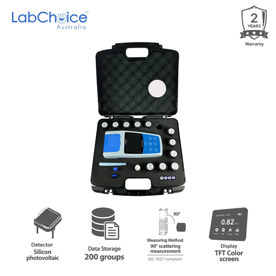 Portable Turbidity Meter Kit, ISO 7027, with Carry Case and Calibration Solution Portable Turbidity Meter Kit ISO 7027 with Carry Case LabChoice AU 1
