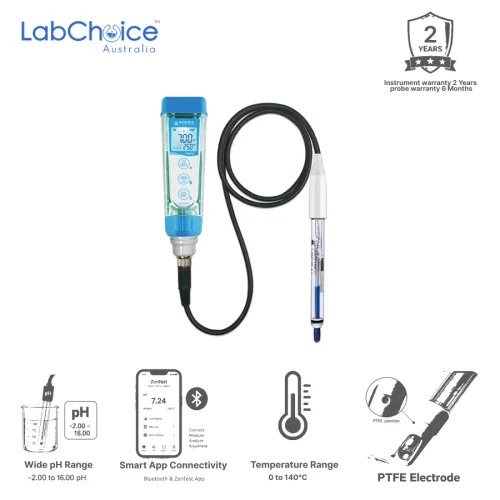 Smart pH Tester Kit for High Temperature and Corrosive Water Solutions with LabSen 865 ATC Electrode, -2.00 to 16.00 pH - Image 1