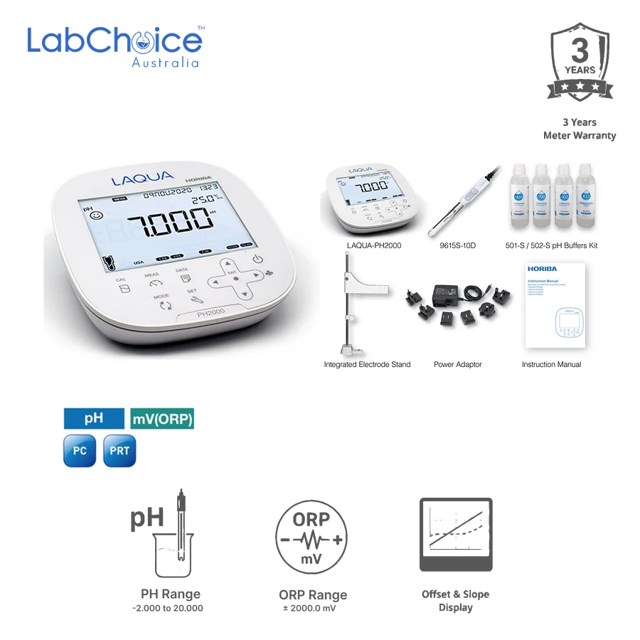pH Meter Kit with ORP and Temperature pH Range 2.000 to 20.000 pH LabChoice AU