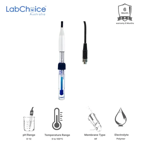 pH/Temp Electrode for Strong Acid and Hydrofluoric Acid Liquids, Non-Refillable, 0–12 pH pH/Temp Electrode for Strong Acid and Hydrofluoric Acid Liquids, Non-Refillable, 0–12 pH - Image 1