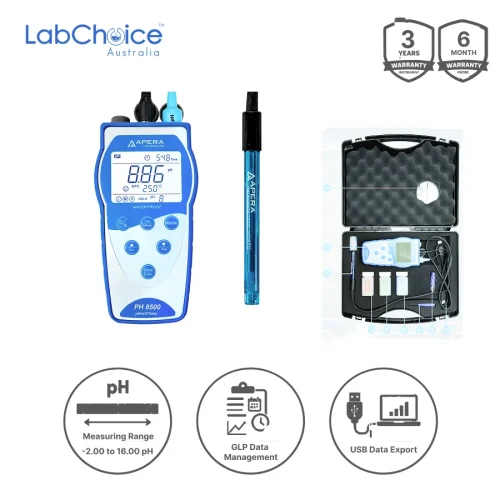 Portable pH Meter Kit PH8500 with GLP Data Logger and USB Output, -2.00 to 16.00 pH - Image 1